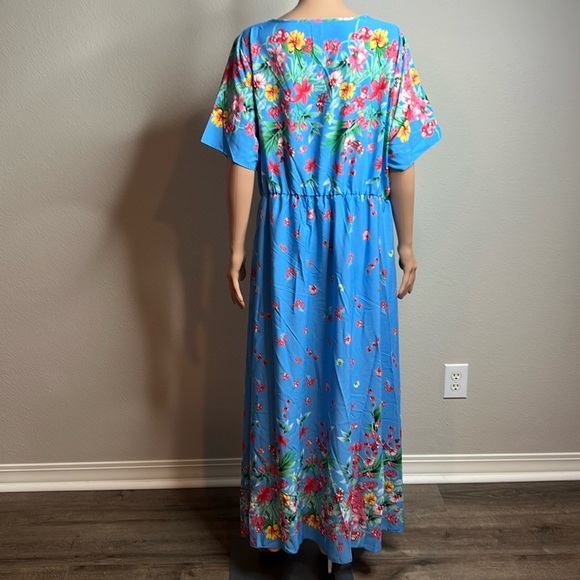 Shein Curve 2XL Blue Floral Maxi Dress - Tropical Vibes - Picture 6 of 8